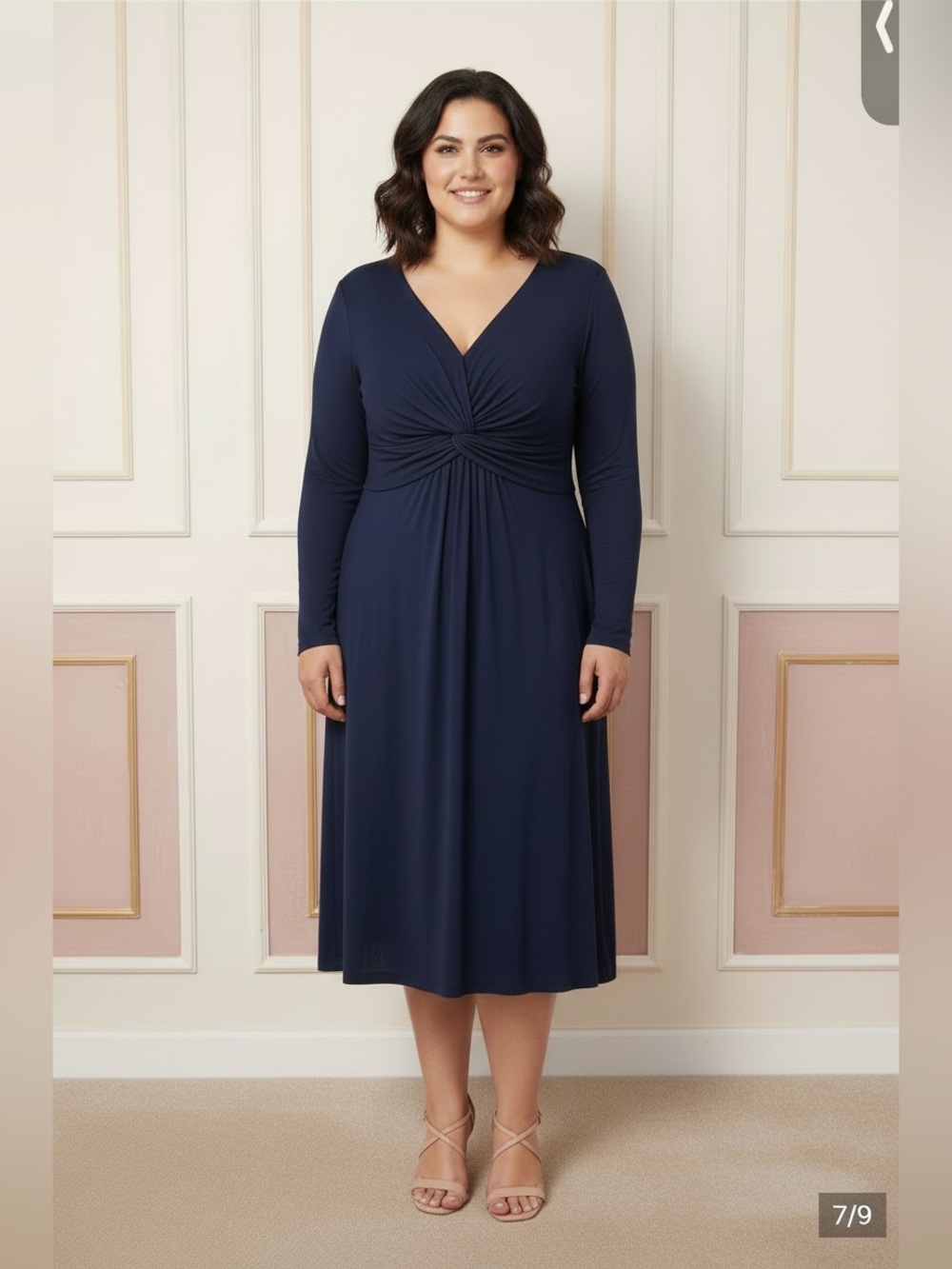 Anthropologie Twist-Front Long Sleeve Knee-Length Dress